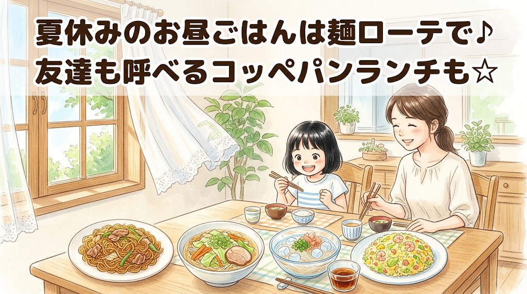 休日お昼ご飯　夏休み　子ども