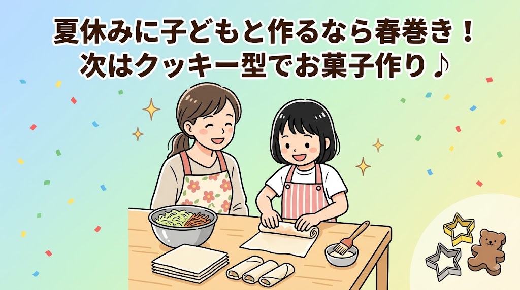 夏休み　子どもと作る　春巻き　クッキー作り　クッキー型