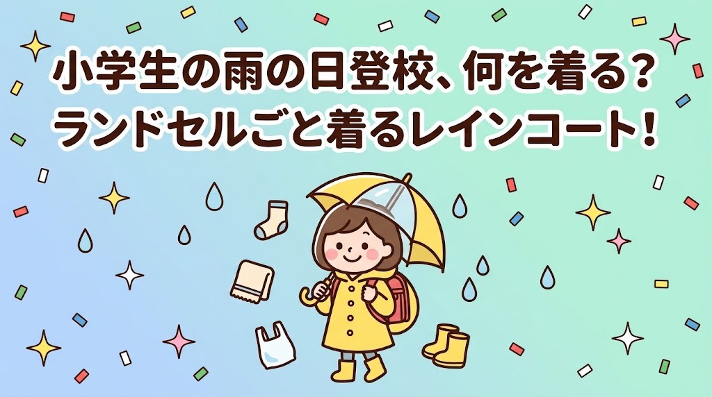小学生の雨の日登校、何を着る？ランドセルごと着るレインコート！のアイキャッチ画像